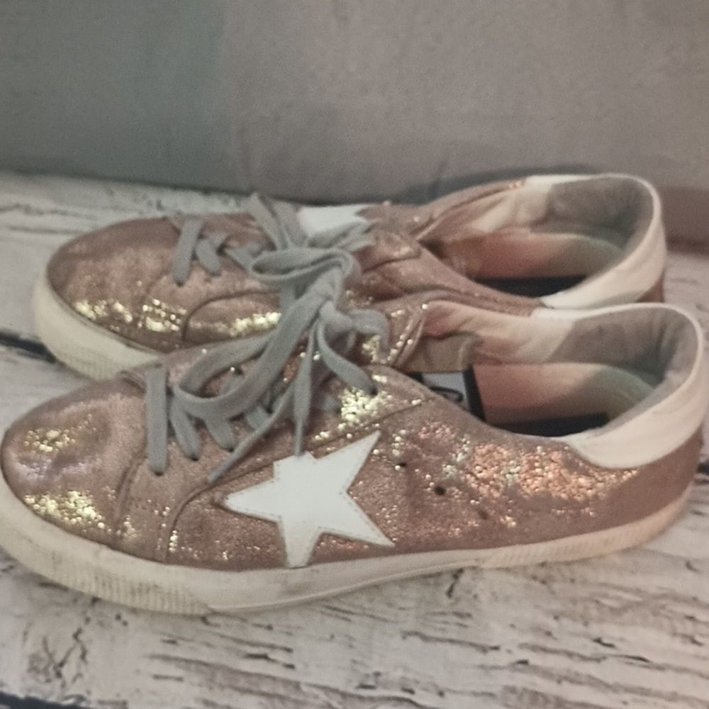 Golden Goose Metallic Gold May GGDB Sneakers Tennis Shoes 37 - Picture 3 of 11